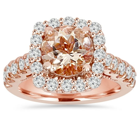2 1\/2Ct Morganite Diamond Cushion Halo Engagement Ring 14K Rose Gold Walmart.com 2 1\/2Ct Morganite Diamond Cushion Halo Engagement Ring 14K Rose Gold Walmart.com